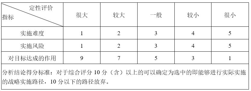 德爾菲法戰(zhàn)略實施路徑定量評價表